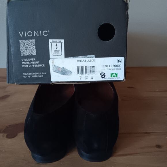 Vionic Willa Flats Womens 8 W Black Suede Loafers Comfort Casual - Picture 9 of 11